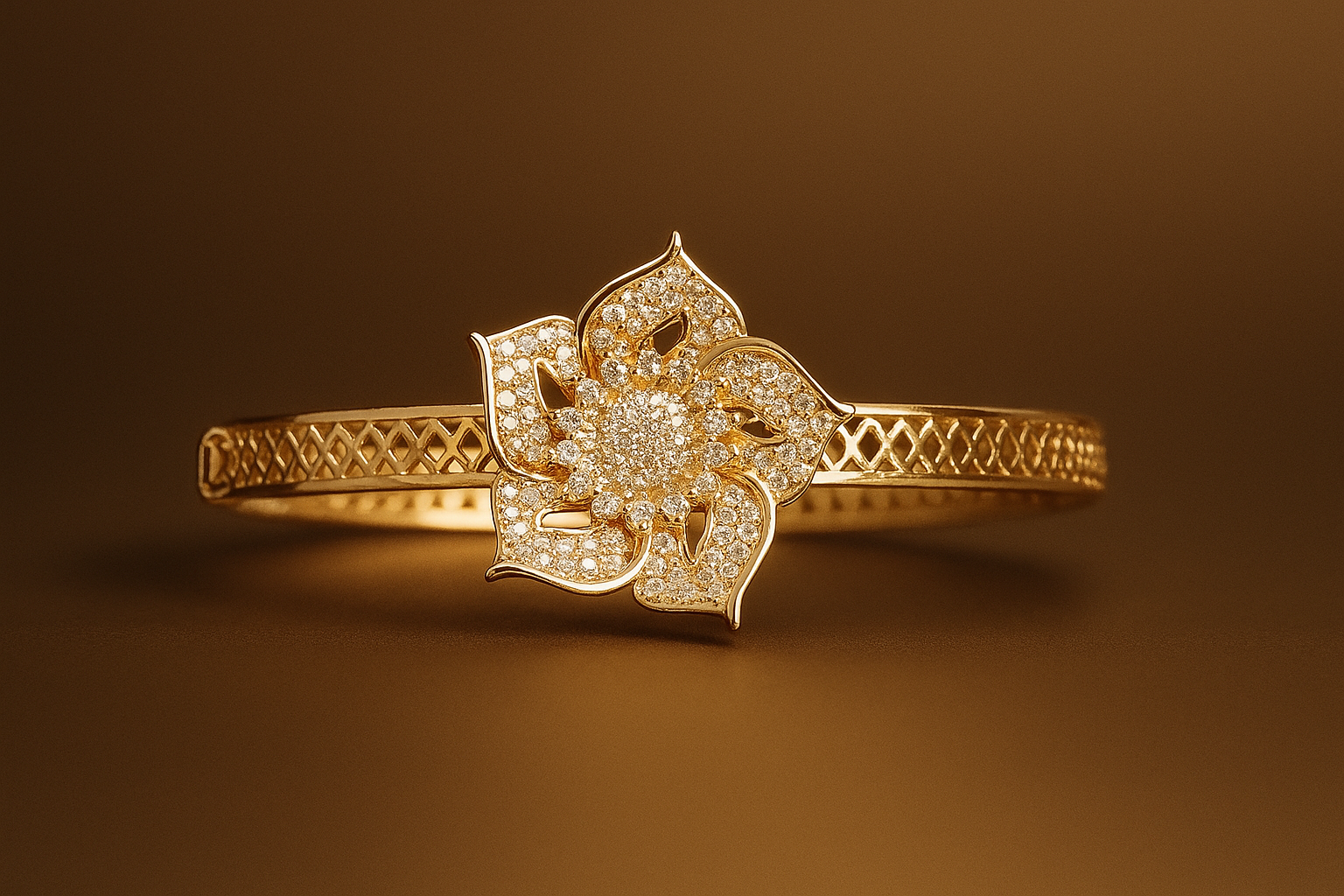 Golden Bloom Bracelet – Elegant Floral Handpiece